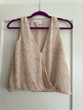 Paper Crown + Rifle Paper Co. Cream Floral Wrap-Front Camisole